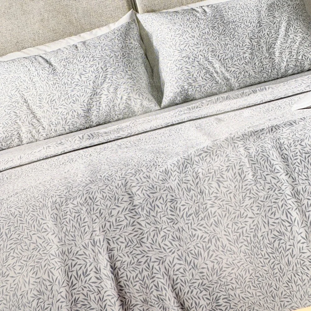 William Morris At Home Queen Sheet Set Leaf Pale Slate‎ 100% Cotton